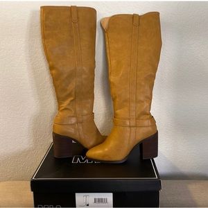 MIA Women’s Hamilton Block Heels Tall Boots Tan
